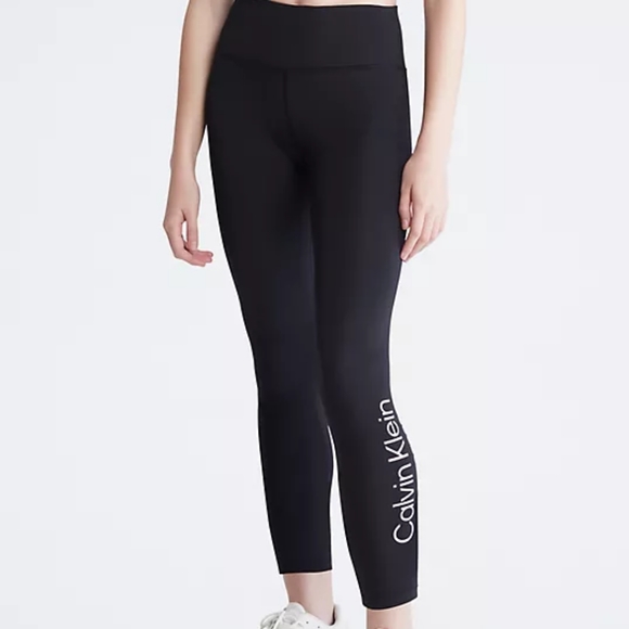 🏃 Calvin Klein Performance Black Athletic Active Stretch Leggings Medium NWOT - Picture 3 of 6
